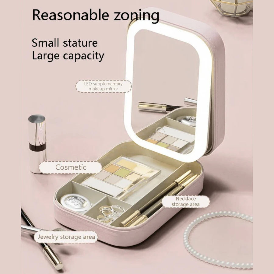 Compact Makeup Vanity With LED Mirror  With Adjustable Light